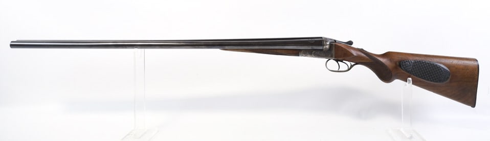 German Gustav Genschow Side x Side 12 Ga. Shotgun: German Gustav Genschow (Geco) side by side shotgun in 12 gauge. The shotgun has 32" barrels with clean bores. It is in nice condition with some use and age wear. SN: 297428. FFL transfer required. (72