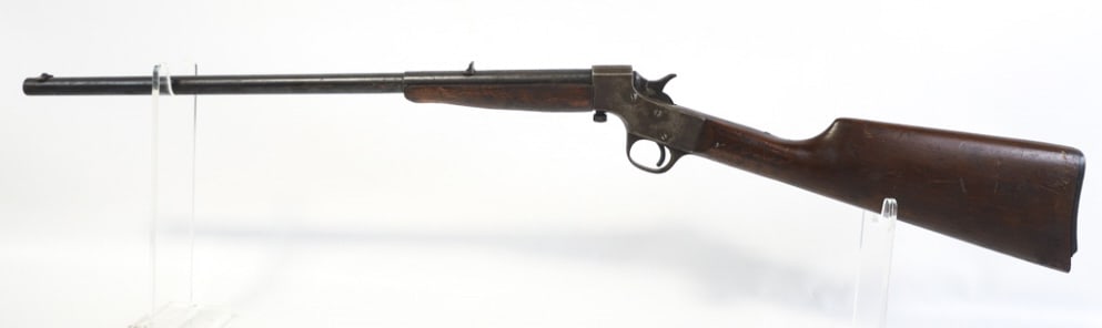 Stevens Crack Shot .22 LR Rolling Block Rifle: Stevens Crack Shot single shot rolling block rifle in .22 long rifle. The rifle has a 20" barrel and is fair condition with use and age wear. Buttplate is missing a piece at the base. SN: 161. FFL tra