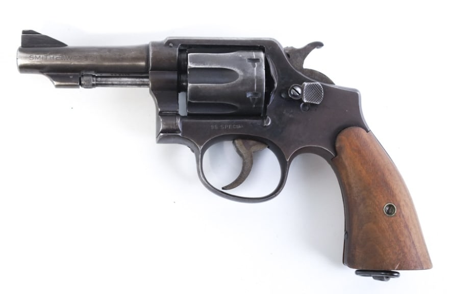 Smith & Wesson Victory .38 Special 6-Shot Revolver: Smith & Wesson Victory six-shot revolver in .38 Special. The blued revolver has a 3.5" barrel and is in good used condition. Frame and cylinder serial numbers match, frame is marked .38 Special, barre