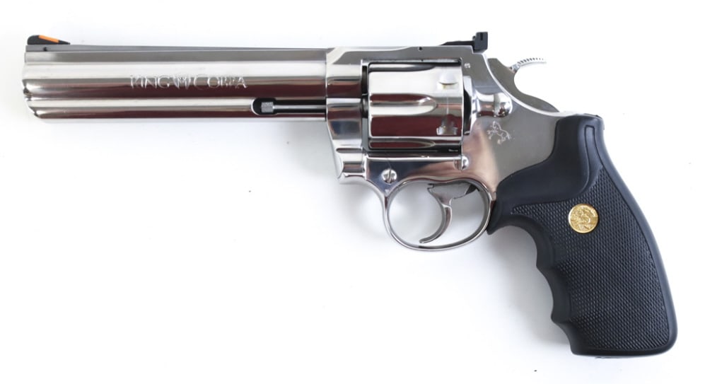 Colt King Cobra .357 Magnum 6-Shot Revolver: Colt King Cobra six-shot revolver in .357 Magnum. The stainless finish revolver has a 6" barrel and is in nice used condition. SN: 6390KC. FFL transfer required. (652-9)