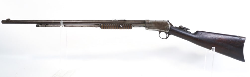 Winchester Model 90 .22 LR Pump Action Rifle: Winchester Model 90 pump action rifle in .22 Long Rifle. The rifle has a 24" octagon barrel and is in good condition with age and use wear, bore and rifling are decent. Manufactured in 1921. SN: 64573