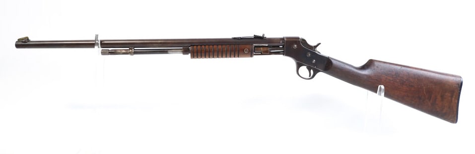 Stevens Model 70 .22 S-L-LR Pump Rifle: J. Stevens Model 70 Visible Loading Repeater pump action rifle in .22 S-L-LR. The rifle has a 22" barrel and is in good condition with use wear, bore and rifling are good. SN: P682. FFL required for t