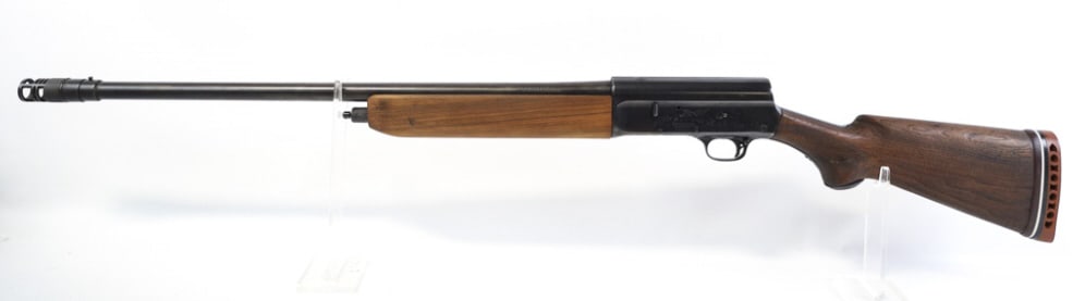 Remington Model 11 12 Ga. Semi-Auto Shotgun: Remington Model 11 semi-automatic shotgun in 12 gauge. The shotgun has a 26-3/4" barrel plus the factory Poly Choke and is in good condition with some use wear, has a repair to the buttstock. SN: 7397