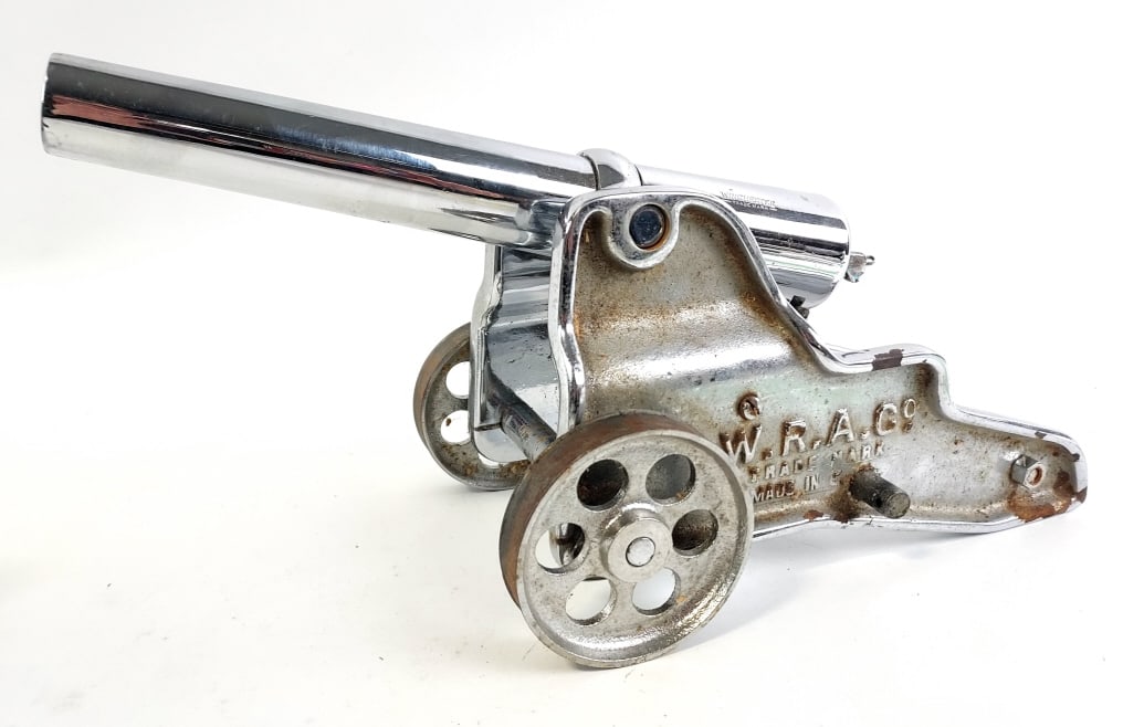 Winchester 10 Gauge Signal Cannon: Vintage nickel plated Winchester 10 gauge signal cannon. Good condition with wear from use and age. Breech loading, 11-3/4" round barrel. FFL not required. Measures approximately 16-3/4" long by 8" ta