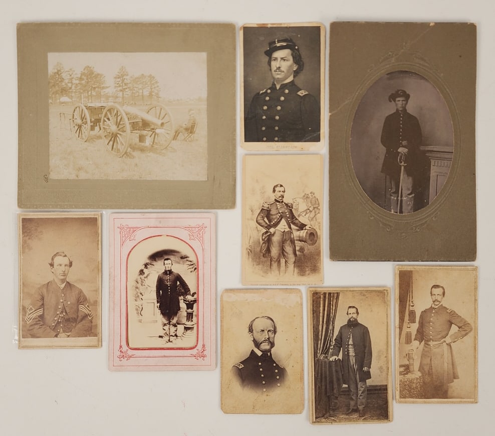 Civil War Officer Gallery Cards & Cabinet Cards: Civil War Officer Gallery Cards & Cabinet Cards. Includes Colonel Elmer Elsworth, Admiral John A. Dahlgren, Lt. Luke Huiskamp, Corporal Christoph Kaiser, P.R. Smith 14th Indiana Regiment, and three un