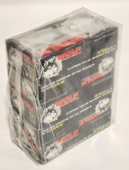 250 Rounds of Wolf Steel Case .45 Auto 230Gr FMJ: 250 Rounds of Wolf Steel Case .45 Auto 230Gr FMJ. Comes in 50 round boxes.