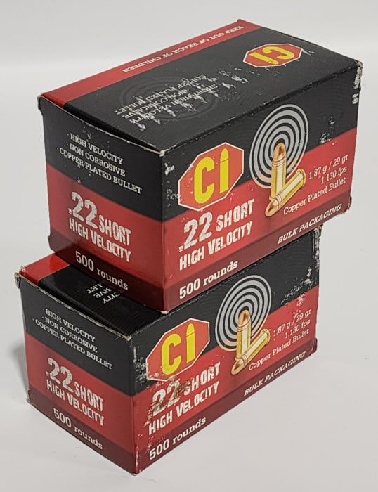 1000 Rnds of CCI .22 Short Copper Plated Bullets: 1000 Rnds of CCI .22 Short Copper Plated Bullets. Comes in boxes of 500.