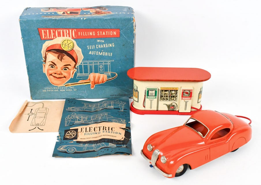 Marx Electric Filling Station & Jaguar Auto w/ Box (1 of 14)