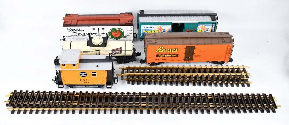 G Scale Boxcars, Tank Car, & Caboose & Track (1 of 5)