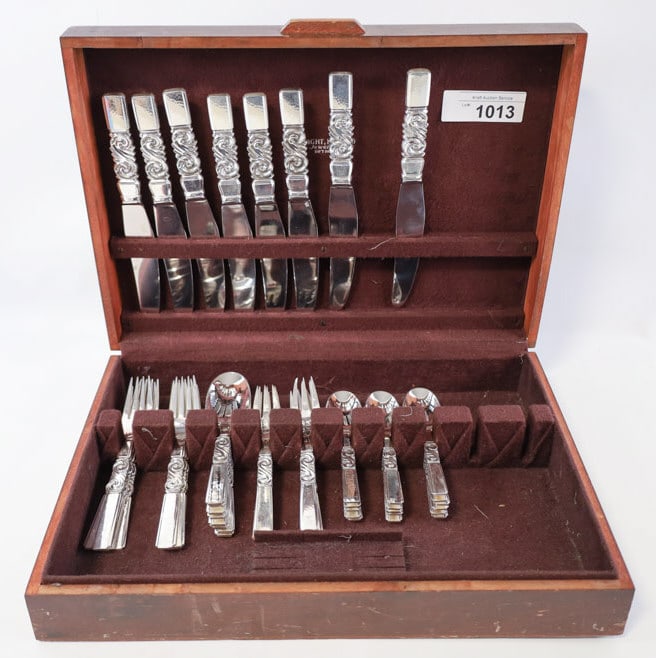 48 Pc. Georg Jensen "Scroll" Sterling Silver Set (1 of 11)