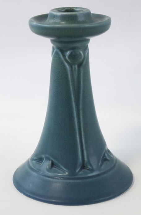 1919 Rookwood Matte Blue Pottery Candlestick #1355 (1 of 8)