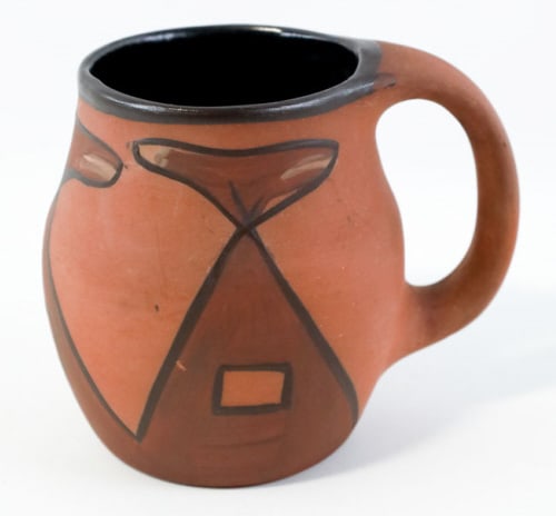 Early 1900's Clifton Native American Pottery Mug: Nice Early 1900's Clifton Pottery Native American pattern mug. The mug is marked and measures 4" tall. The condition is nice with no cracks or chips.