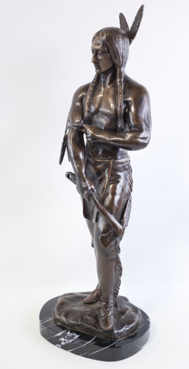 Bronze Standing Native American Statue (1 of 7)