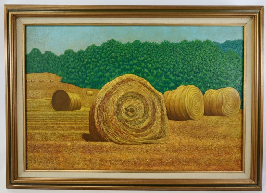 Unsigned "Hay Bales" Oil On Canvas (1 of 12)