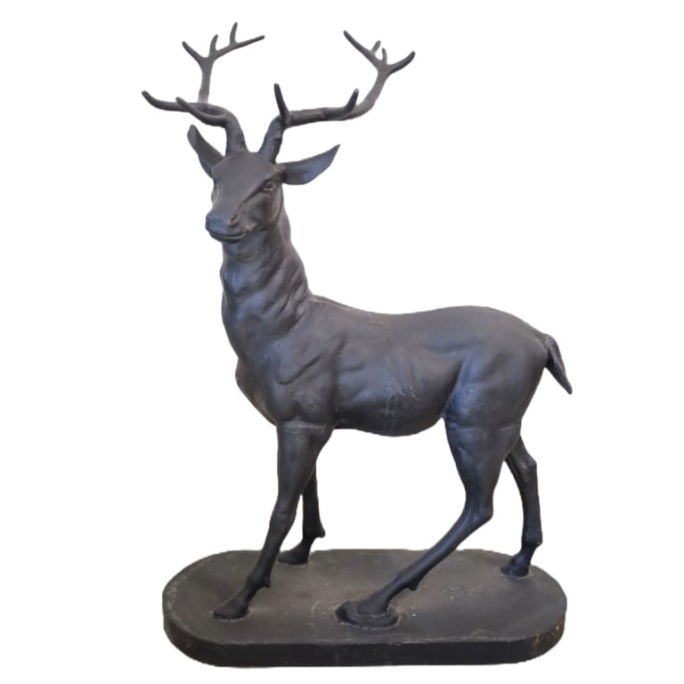 Large Cast Iron Standing Deer Statue (1 of 7)