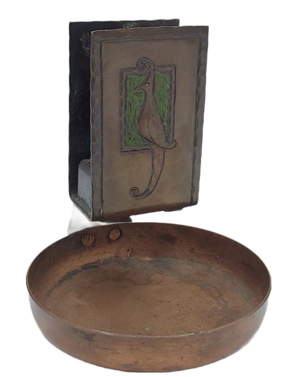 Roycroft  Peacock Copper Matchbook Holder Ashtray (1 of 9)