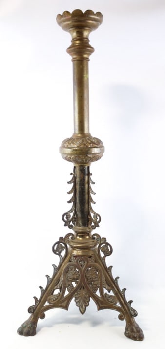 Vintage Middle East Brass Pillar Candle Holder (1 of 7)