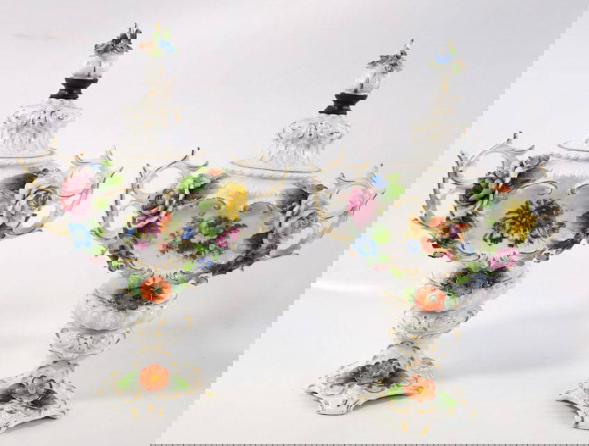 Pair Of Antique German Porcelain Potpourri Urns Auction