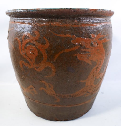 Antique Chinese Dragon Egg Planter Jar (1 of 6)