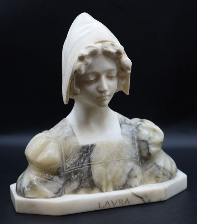 19th Century Alabaster & Marble Bust Of A Woman (1 of 9)