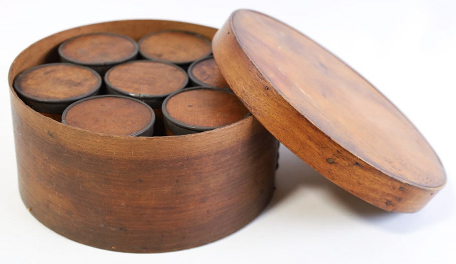 Primitive Wooden Spice Box With Seven Canisters (1 of 12)