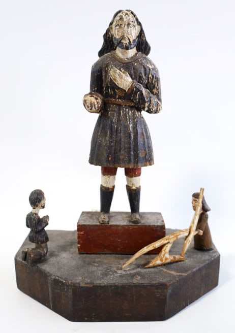 Circa 1860's Tableau of San Isidro Wood Santo (1 of 9)