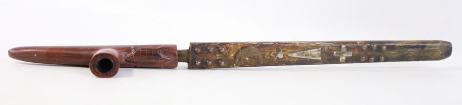 Native American Steatite Pipe W/Silver Inlay Stem (1 of 8)