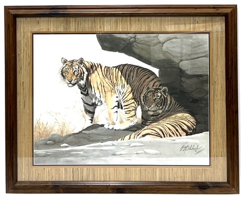 Guy Coheleach "Bengal Brace" Signed Lithograph: Guy Coheleach "Bengal Brace" signed Lithograph Framed. Lithograph looks to be in good condition under framing and displays nicely. *framed measures 39in x 31.5in