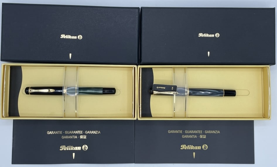 (2) 1990s Pelikan R200 Marbled Roller Ball Pens (1 of 11)