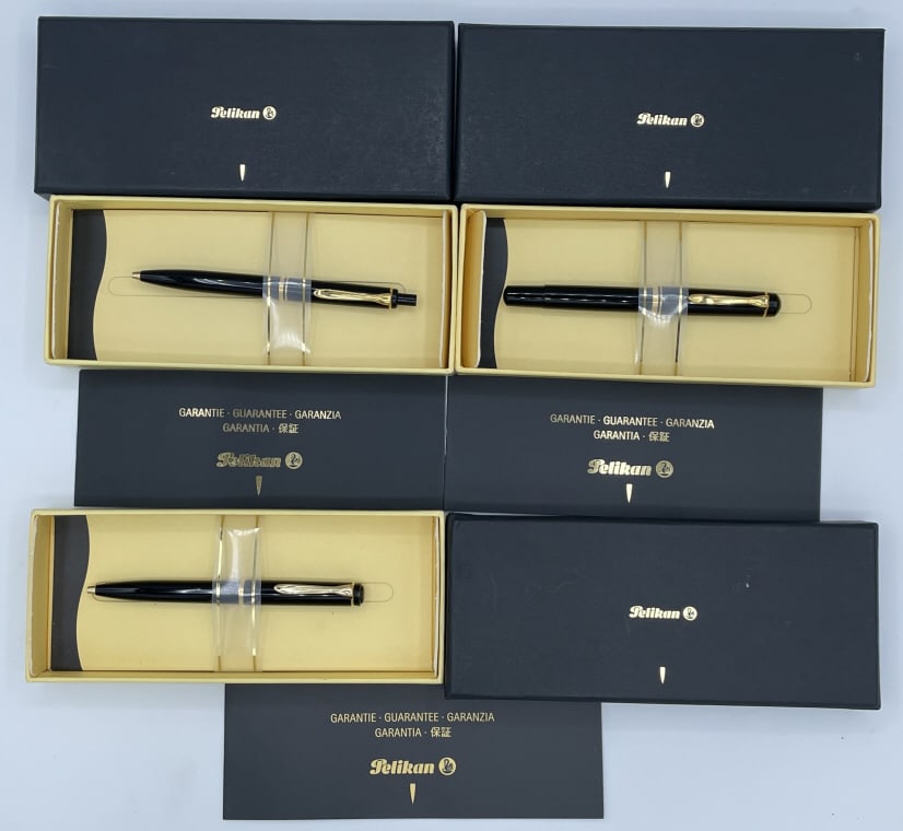 (3) 1990s Pelikan Black Ball Pens w/ Boxes & Bookl (1 of 14)