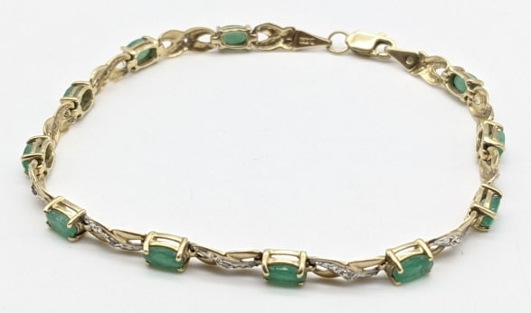 10K Gold Emerald & Diamond Infinity Bracelet (1 of 3)