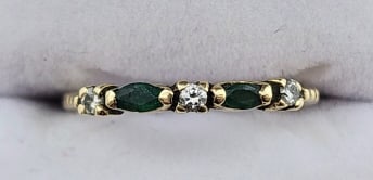 14K Yellow Gold Emerald & Diamond Ring (1 of 4)