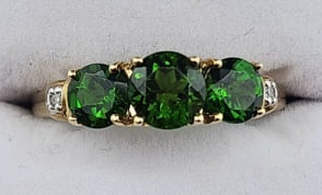 10K Yellow Gold Chrome Diopside and Diamond Ring (1 of 4)