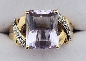 JCR 14K Gold Pink Kunzite & Diamond Ring (1 of 4)