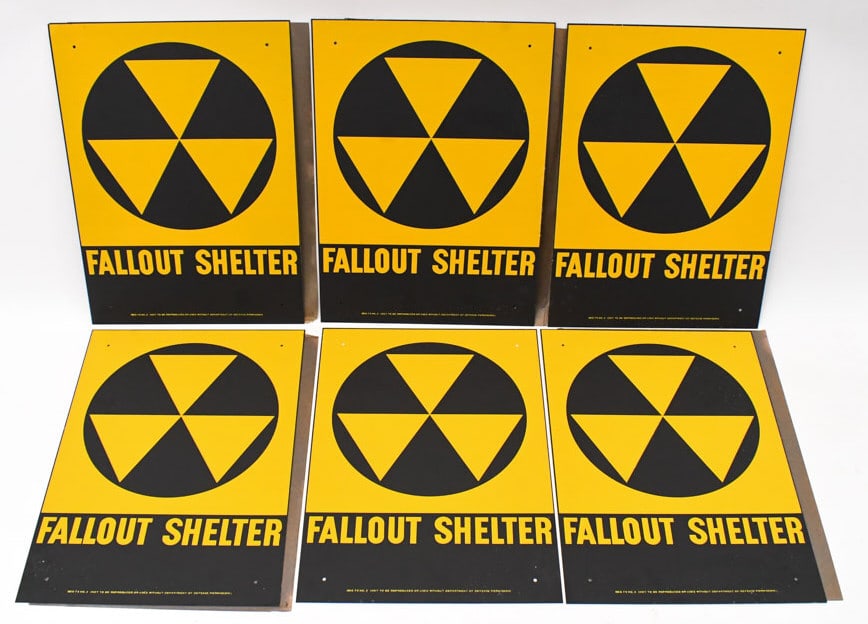 (6) NOS Nuclear Fallout Shelter DOD Metal Signs (1 of 9)