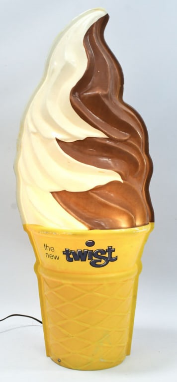 Vtg Twist Blow Mold Ice Cream Cone Lighted Sign (1 of 11)