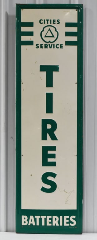 5ft Vintage SST Cities Service Tires Embossed Sign (1 of 6)