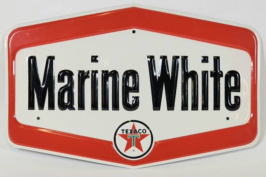 SS Texaco Marine White Embossed Pump Sign (1 of 5)