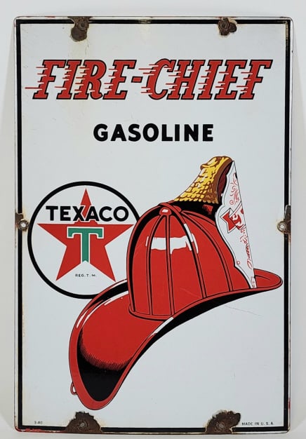 Texaco Fire Chief Gasoline Porcelain Pump Sign (1 of 11)