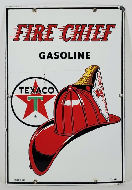 Texaco Fire Chief Gasoline Porcelain Pump Sign (1 of 9)