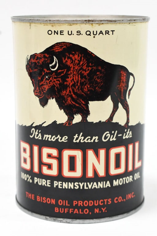 Vintage Bisonoil One Quart Tin Oil Can w Bison (1 of 10)