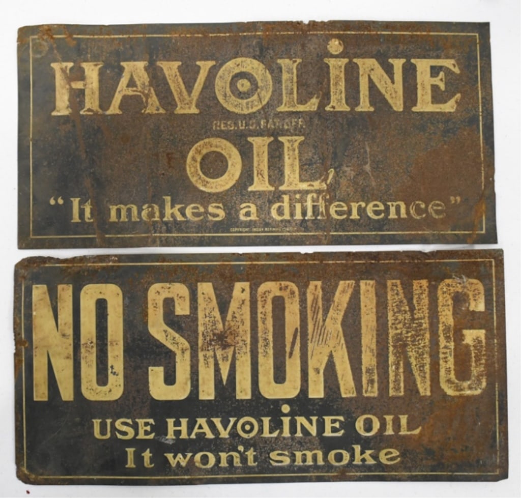 (2) Early SST Havoline Oil Service Station Signs (1 of 4)