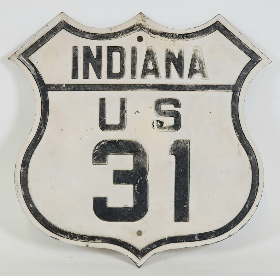 SS Embossed Indiana US 31 Highway Metal Sign (1 of 8)