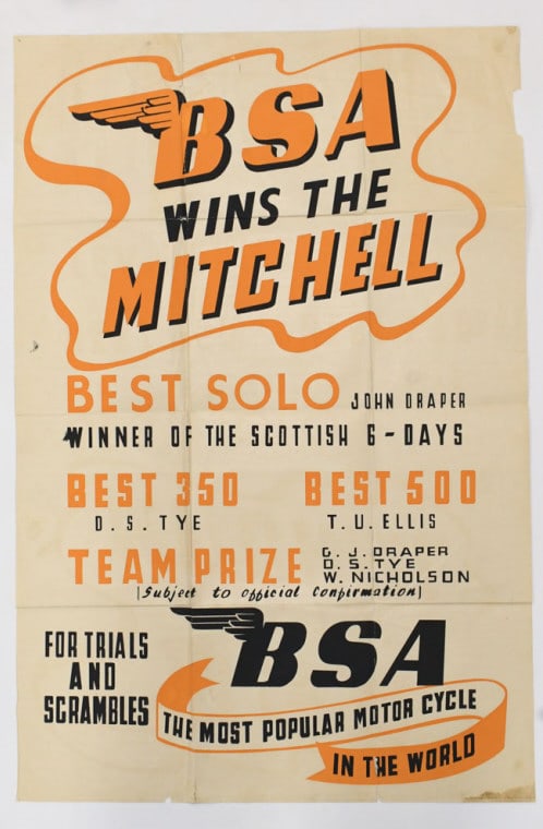Vintage BSA Motorcycle Racing Advertising Poster (1 of 5)
