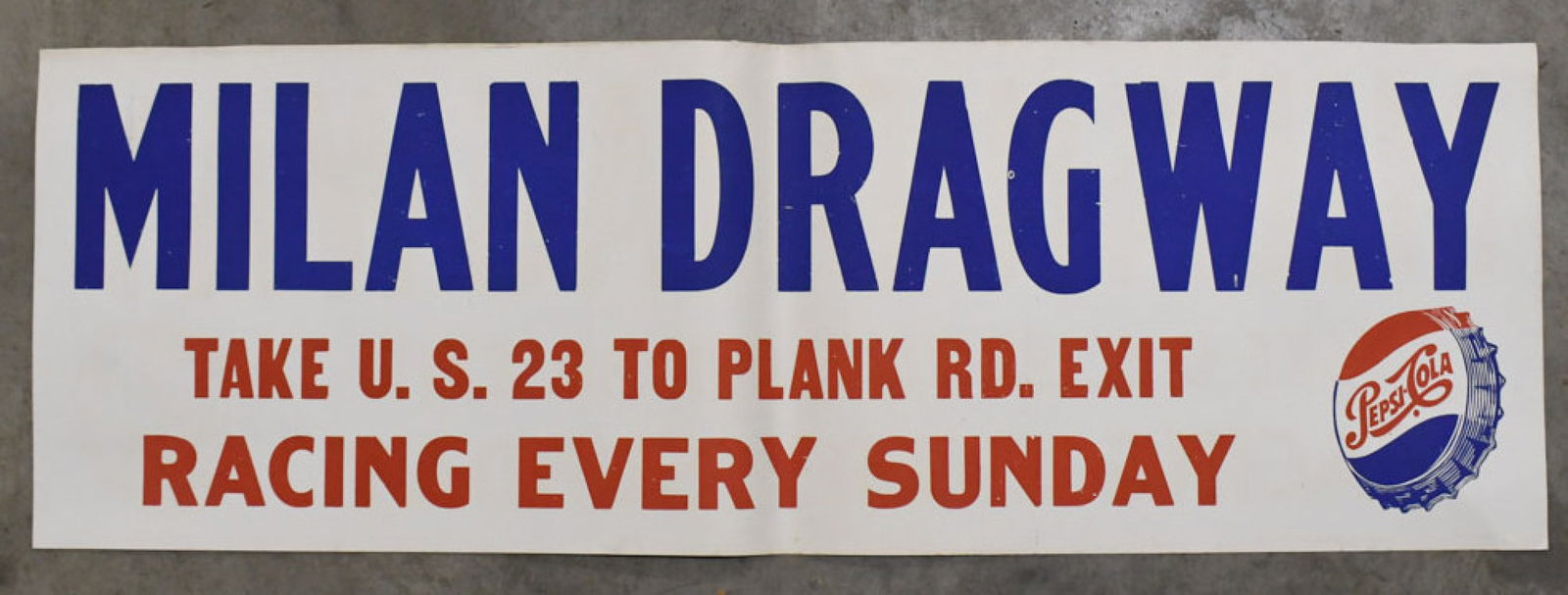 3-1/2ft Vintage Milan Dragway Pepsi Racing Poster (1 of 14)