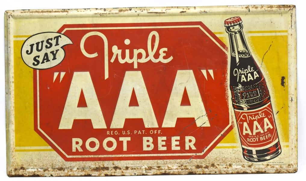 Vintage SST Triple "AAA" Root Beer Soda Sign 57x33 (1 of 12)