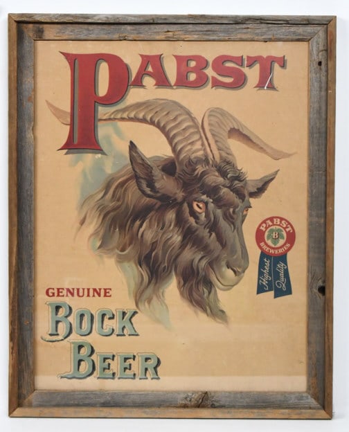 Vintage Pabst Bock Beer Cardboard Sign Framed (1 of 8)