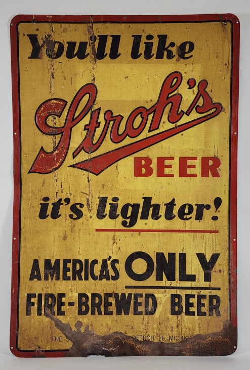Stroh's Beer Embossed Tin Sign (1 of 10)