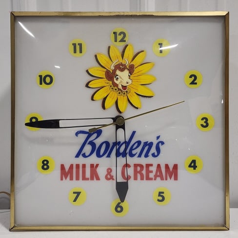 PAM Borden's Milk & Cream Advertising Clock (1 of 10)