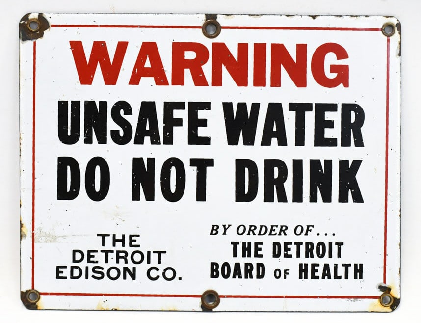Vintage SSP Detroit Michigan Unsafe Water Sign (1 of 6)
